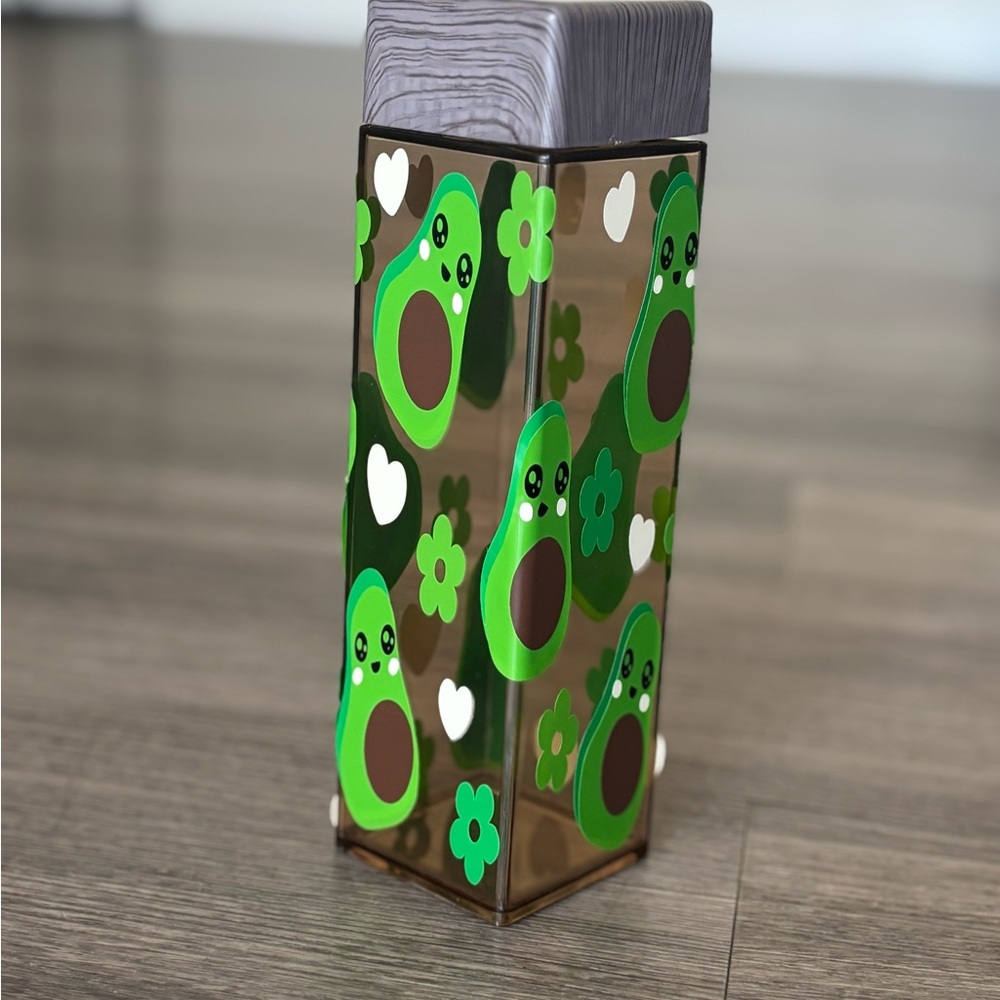 Custom Avocado Square Water Bottle | Kawaii & Fun